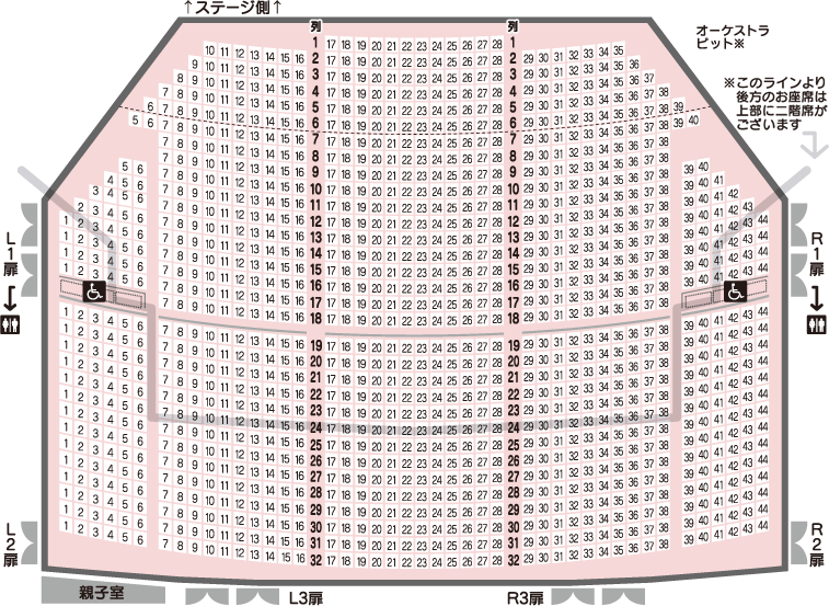 大ホール1階座席表の図