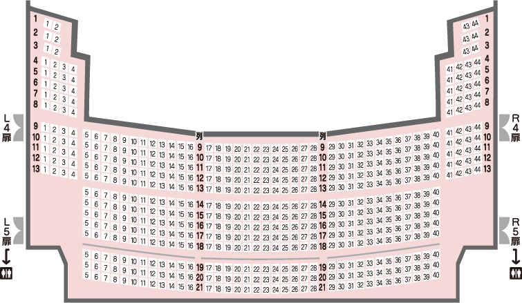 大ホール2階座席表の図